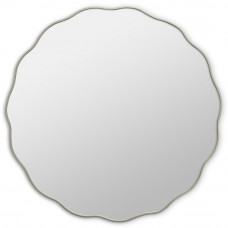 Круглое интерьерное зеркало в серебряной волнистой раме Fancy M Silver (Фэнси) Smal Ø80 см 